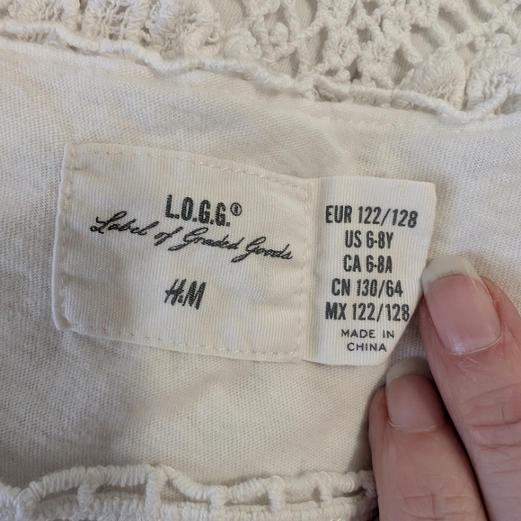 H&M White Girls Crochet Lace Tank Top Size 6/8 - Picture 4 of 4